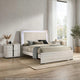3pc King Bedroom Set, White Wash, Chrome, 2 Nightstands