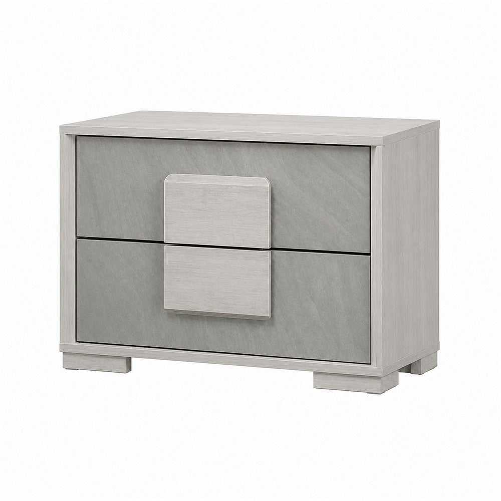 2pc King Bedroom Set | White Wash | Stone Gray | Nightst&