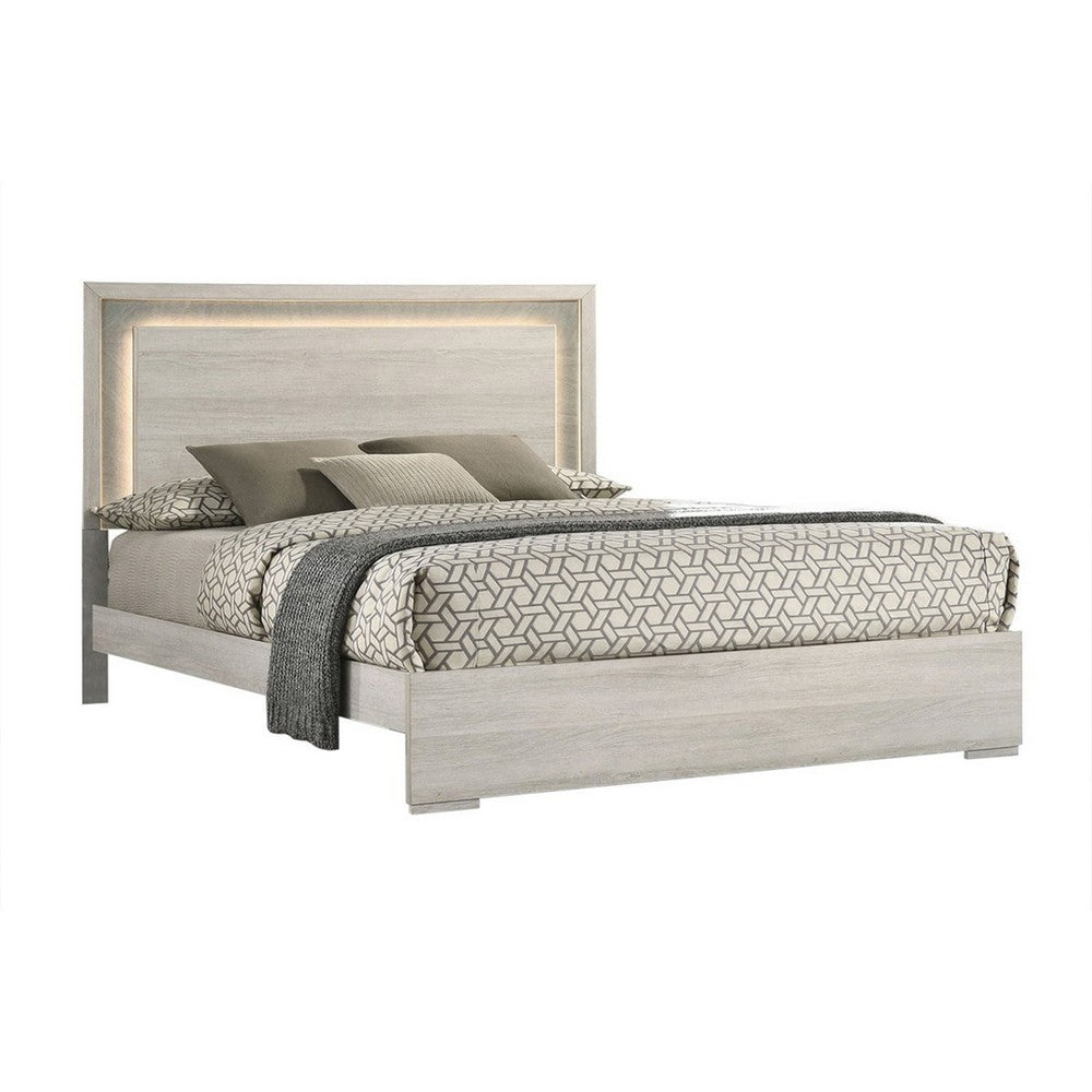 2pc King Bedroom Set | White Wash | Stone Gray | Nightst&