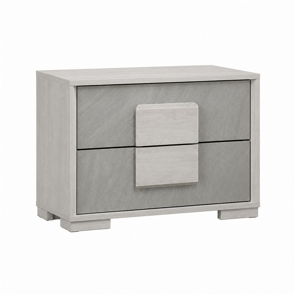 3pc King Bedroom Set, White Wash, Stone Gray, 2 Nightstands