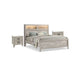 3pc King Bedroom Set, White Wash, Black Wood, 2 Nightstands