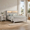 3pc King Bedroom Set, White Wash, Black Wood, 2 Nightstands