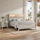 3pc King Bedroom Set, White Wash, Black Wood, 2 Nightstands