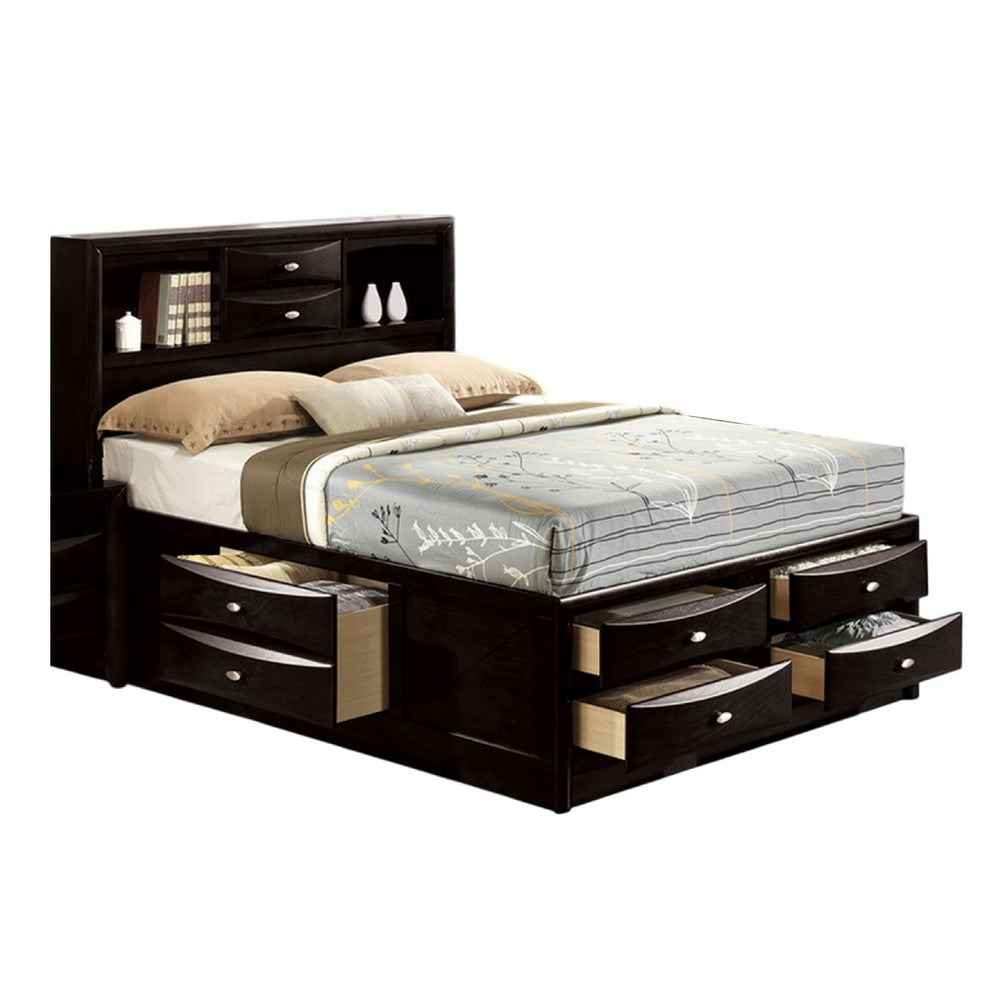 2pc King Bedroom Set, Black, Nickel Wood, Nightstand