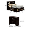 2pc King Bedroom Set, Black, Nickel Wood, Nightstand