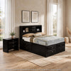 2pc King Bedroom Set, Black, Nickel Wood, Nightstand