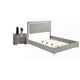 2pc King Bedroom Set | Light Taupe | Chrome Silver | Chrome Wood | Nightst&