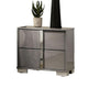 2pc King Bedroom Set | Light Taupe | Chrome Silver | Chrome Wood | Nightst&