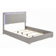 2pc King Bedroom Set | Light Taupe | Chrome Silver | Chrome Wood | Nightst&