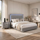 2pc King Bedroom Set | Light Taupe | Chrome Silver | Chrome Wood | Nightst&