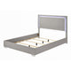 3pc King Bedroom Set, Chrome Silver, Light Taupe, Chrome Wood, 2 Nightstands