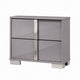 3pc King Bedroom Set, Chrome Silver, Light Taupe, Chrome Wood, 2 Nightstands