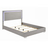 3pc King Bedroom Set, Chrome Silver, Light Taupe, Chrome Wood, 2 Nightstands