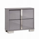 3pc King Bedroom Set, Chrome Silver, Light Taupe, Chrome Wood, 2 Nightstands