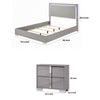 3pc King Bedroom Set, Chrome Silver, Light Taupe, Chrome Wood, 2 Nightstands