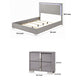 3pc King Bedroom Set, Chrome Silver, Light Taupe, Chrome Wood, 2 Nightstands