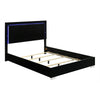 2pc King Bedroom Set | Piano Black | Chrome Silver | Chrome Wood | Nightst&