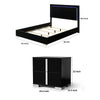 2pc King Bedroom Set | Piano Black | Chrome Silver | Chrome Wood | Nightst&