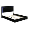 3pc King Bedroom Set, Piano Black, Chrome Wood, 2 Nightstands
