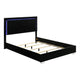 3pc King Bedroom Set, Piano Black, Chrome Wood, 2 Nightstands