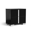 3pc King Bedroom Set, Piano Black, Chrome Wood, 2 Nightstands