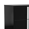 3pc King Bedroom Set, Piano Black, Chrome Wood, 2 Nightstands