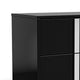 3pc King Bedroom Set, Piano Black, Chrome Wood, 2 Nightstands