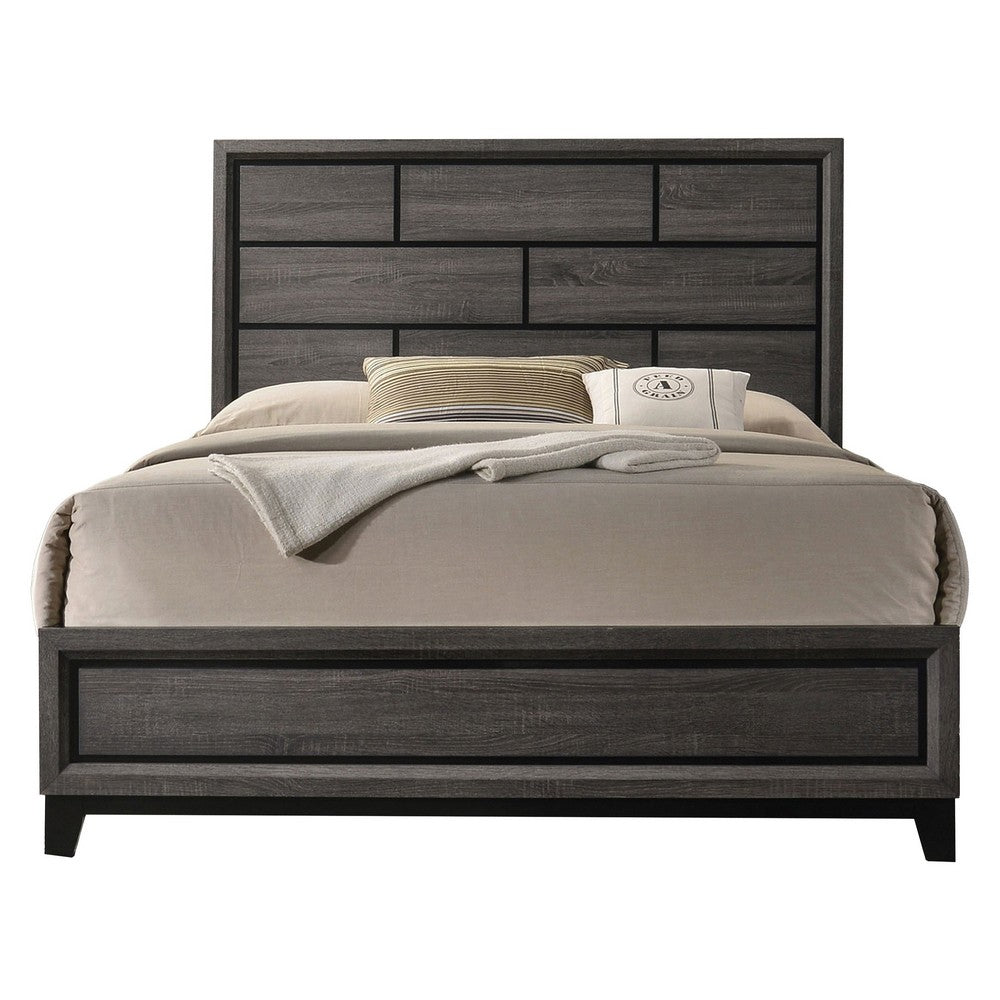 2pc King Bedroom Set | Gray | Black Wood | Nightst&