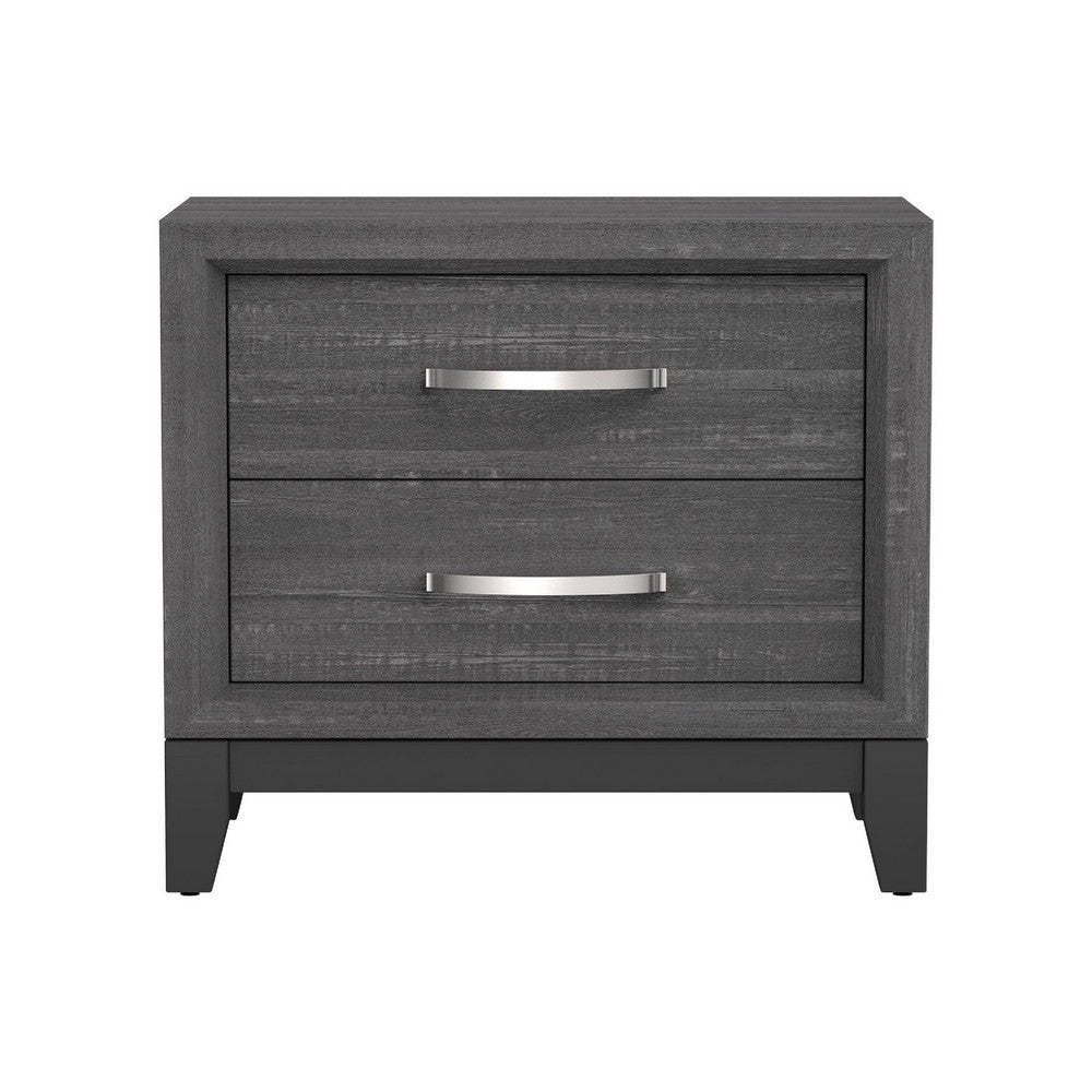 2pc King Bedroom Set | Gray | Black Wood | Nightst&
