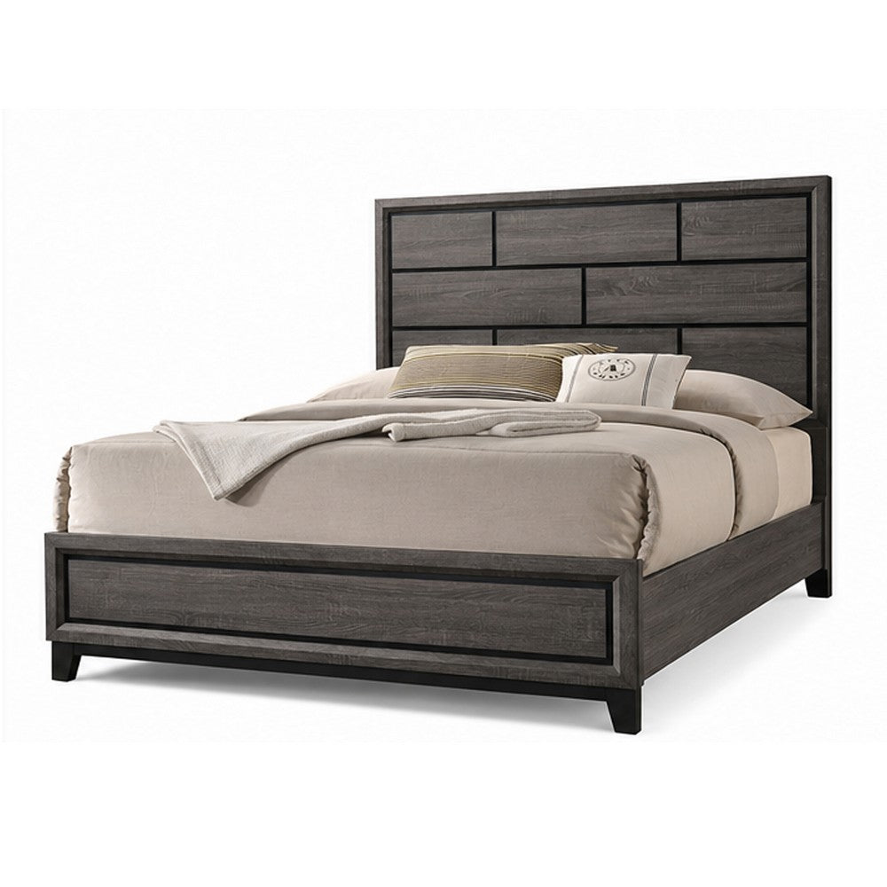 2pc King Bedroom Set | Gray | Black Wood | Nightst&