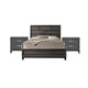 3pc King Bedroom Set, Gray, Black Wood, 2 Nightstands