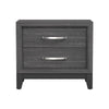 3pc King Bedroom Set, Gray, Black Wood, 2 Nightstands