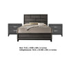 3pc King Bedroom Set, Gray, Black Wood, 2 Nightstands