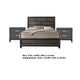3pc King Bedroom Set, Gray, Black Wood, 2 Nightstands