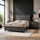 3pc King Bedroom Set, Gray, Black Wood, 2 Nightstands