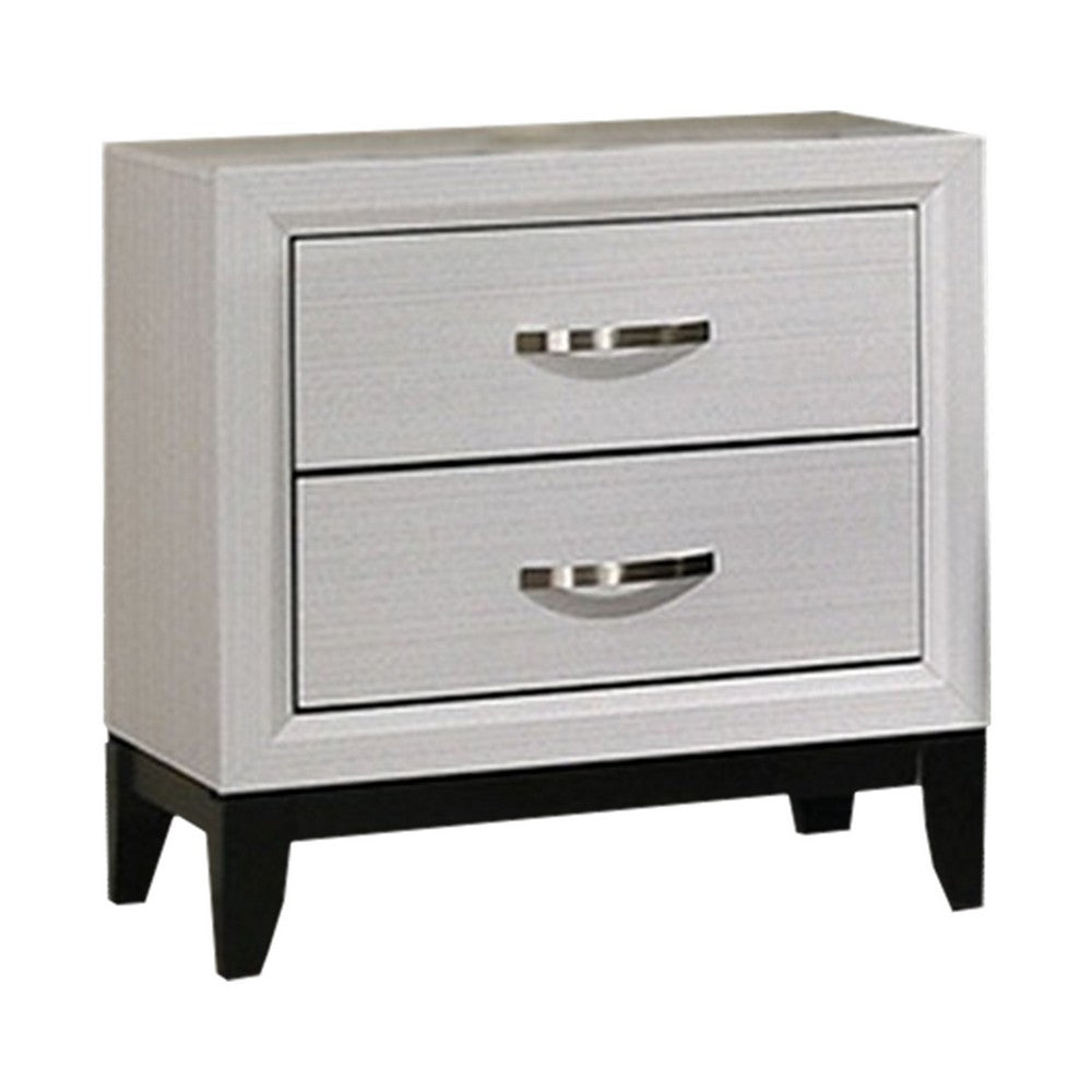 2pc King Bedroom Set | White | Black | Nickel Wood | Nightst&