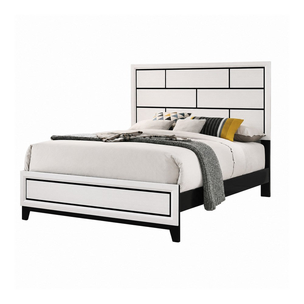 2pc King Bedroom Set | White | Black | Nickel Wood | Nightst&