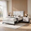 3pc King Bedroom Set, White, Black, Nickel Wood, 2 Nightstands