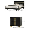 2pc King Bedroom Set, Black, Gold Wood, Nightstand