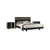 3pc King Bedroom Set, Black, Gold Wood, 2 Nightstands