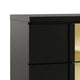 3pc King Bedroom Set, Black, Gold Wood, 2 Nightstands