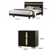 3pc King Bedroom Set, Black, Gold Wood, 2 Nightstands