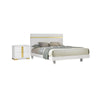 2pc King Bedroom Set, White, Gold Wood, Nightstand