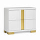 2pc King Bedroom Set, White, Gold Wood, Nightstand