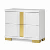 2pc King Bedroom Set, White, Gold Wood, Nightstand
