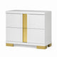 2pc King Bedroom Set, White, Gold Wood, Nightstand