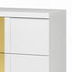 2pc King Bedroom Set, White, Gold Wood, Nightstand