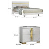 2pc King Bedroom Set, White, Gold Wood, Nightstand