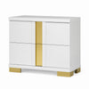 3pc King Bedroom Set, White, Gold Wood, 2 Nightstands