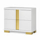 3pc King Bedroom Set, White, Gold Wood, 2 Nightstands
